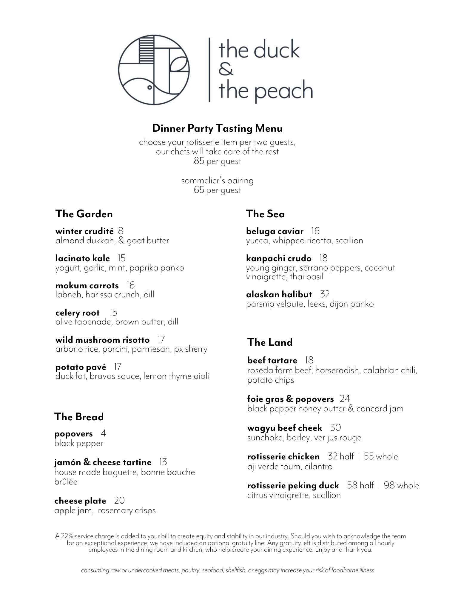 Duck Menu PDF (change me here!) The Duck & The Peach New American